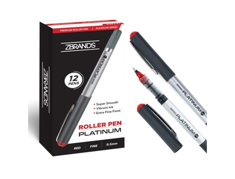Zbrands // Canetas de Rolos de Platina Pacote de 12 Rollerball de Micro Point de 0,5 Mm Vermelho