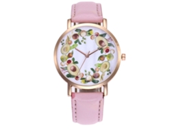 Relógio de Pulso Feminino de Quartzo com Pulseira Pu Padrão Simples Rosa Zhoulianfa