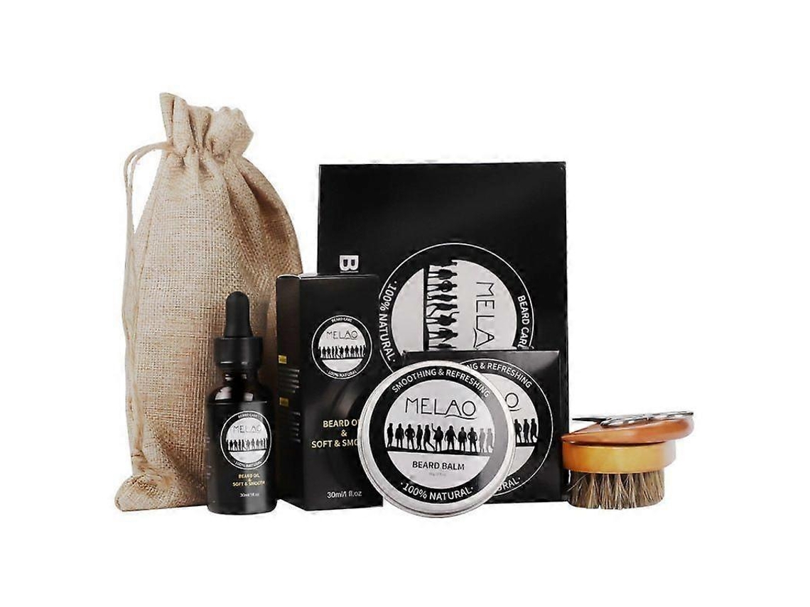 Kit De Cuidados Com A Barba De 5 Peças, Com Óleo, Creme E Rolo De Microagulhas