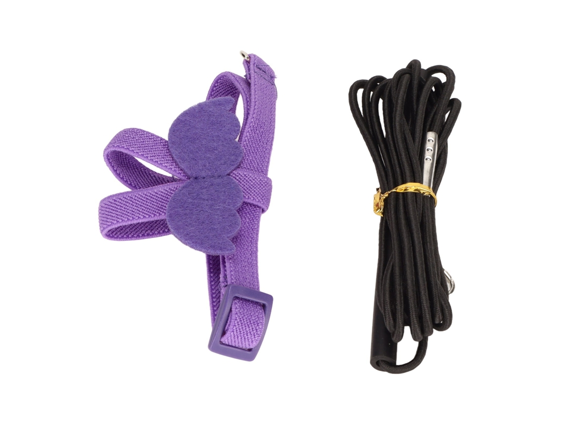Arnés Para Pájaros Y Loros Superligero, Ajustable Y Resistente A Mordeduras, Con Cuerda De Tracción Y Asa De Ala, Color Morado.