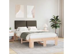 Vidaxl Estrutura de Cama com Cabeceira Estofada Cinzento acastanhado