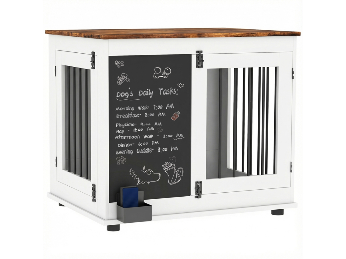 Cage For Chien Cage Chien Intérieur With 2 Portes Board Noir For Chiens Taille Moyenne 20 Kg 80 X 60 X 70 Cm Blanc