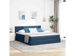 Vidaxl Cama Com Armazenamento Azul 180 X 200 Cm Couro Sintético