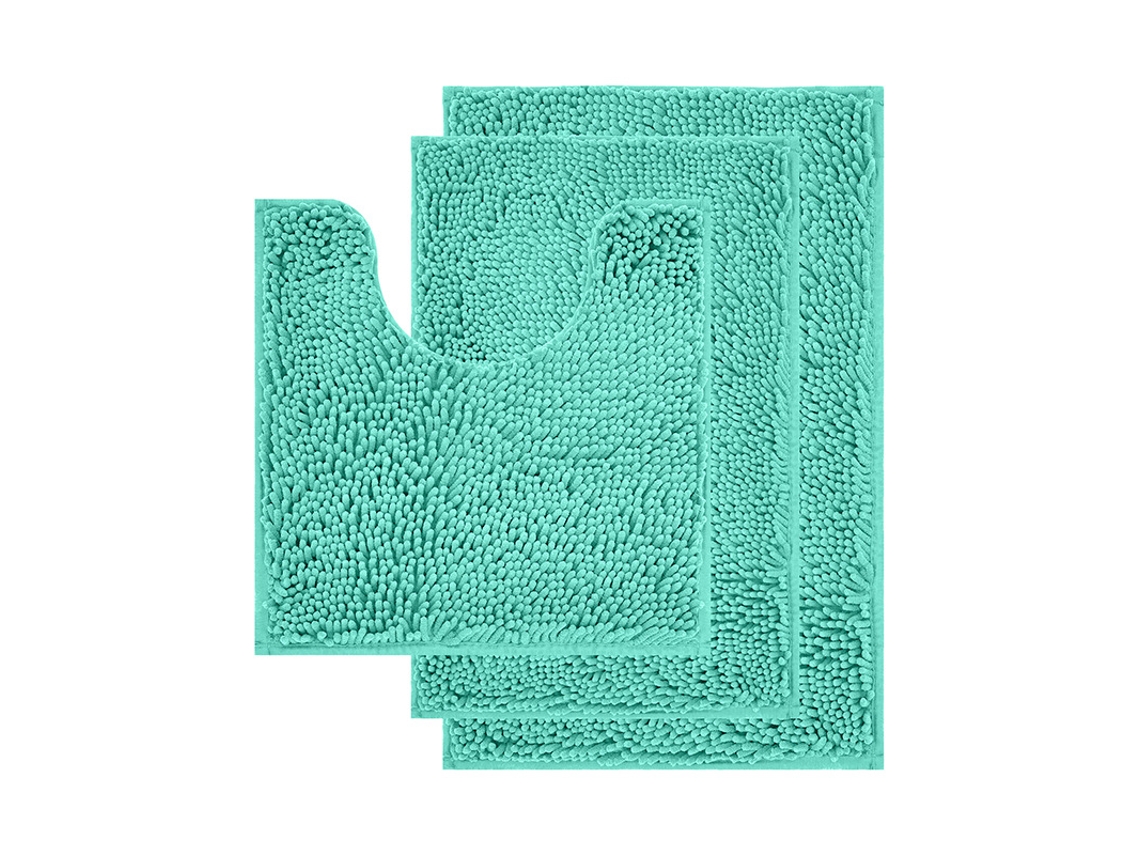 Tapetes de Banho Antiderrapantes Absorventes de Secagem Rápida para Decoração de Banheiro Fundo Tpr Verde Lago EVELTEK 3pcsx40x6050x80Ux50x50CM