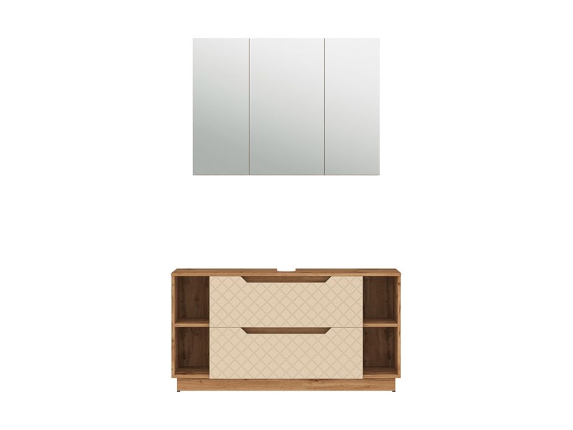 Móvel de Casa de Banho VICCO Conjunto Lotta 2 Peças Bege Textura Losango