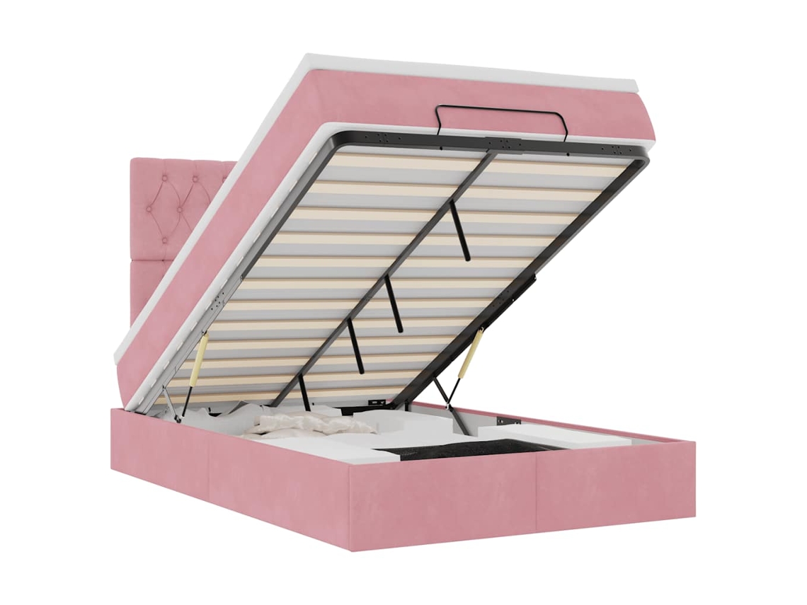 Cama otomana VIDAXL Cor-de-rosa Veludo (120x190 cm)
