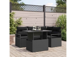Vidaxl Conjunto De Sofá De Jardim 5 Unid. 4-número De Lugares Preto