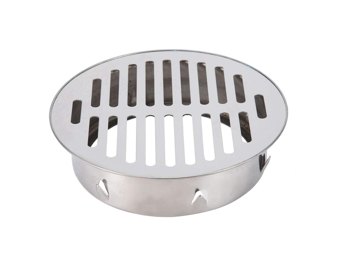 Sifão De Aço Inoxidável Para Banheiro E Cozinha,tampa Anti Entupimento Com Grade Redonda,dreno Para Varanda,160mm Boca Plana Btforus