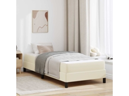 Vidaxl Estrutura Da Cama Com Colchão Creme 90 X 200 Cm Tecido