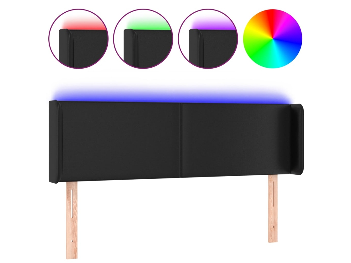 Led Headboard, Led Headboards Vidaxl Preto Couro Artificial (147 X 16 X 78/88 Cm)