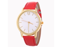 Relógio de pulso feminino Zhoulianfa, moderno, casual, em couro PU, com mecanismo de quartzo (vermelho)