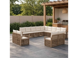 Vidaxl Conjunto De Sofá De Jardim 13 Unid. Bege Vime Pe