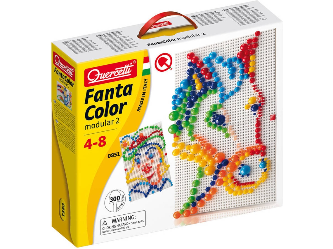 Jogo Educativo QUERCETTI Jogo Arte Visual Pixel 300 Pinos 6 Cores (Idade Mínima: 4 Anos - 34 x 29 x 7 cm)