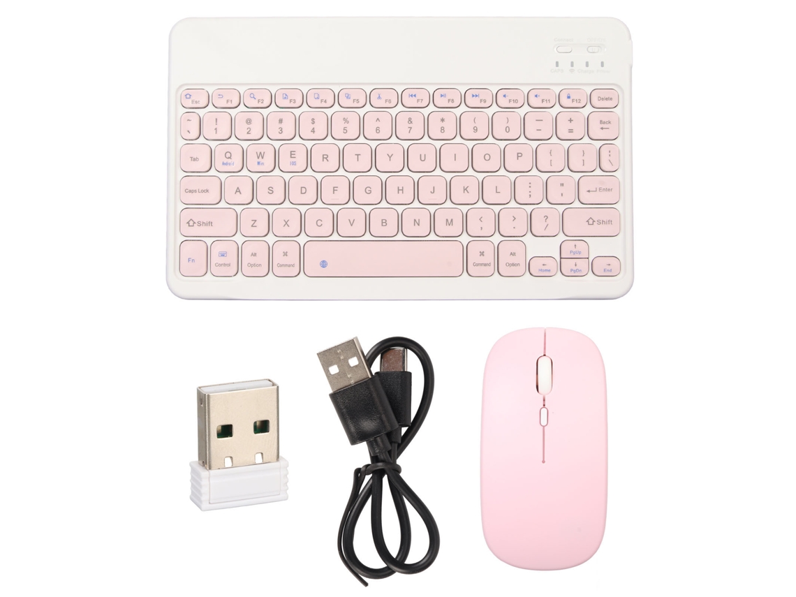 Combo De Teclado E Mouse Sem Fio Bluetooth Rosa