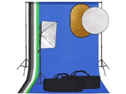 Vidaxl Kit Estúdio Fotográfico Com Softbox Iluminação/fundo/refletor