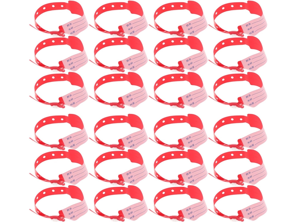 Pulseiras De Identificação Médica Tehaux Para Pacientes, Pvc Vermelho, 100 Unidades, Ajustáveis, À Prova D Água, Para