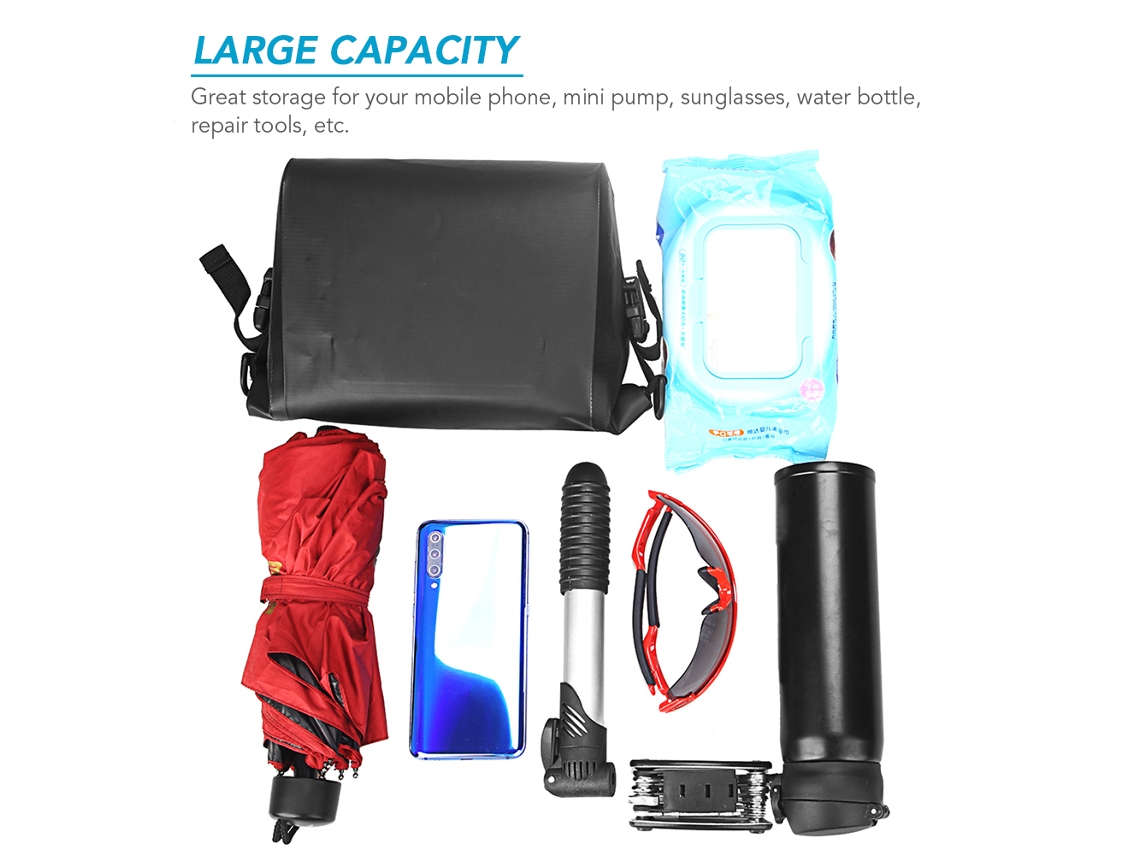 Bolsa Para Guidão De Bicicleta Impermeável Com Fechamento Rollover Para Mountain Bike Bicicleta Elétrica Scooter