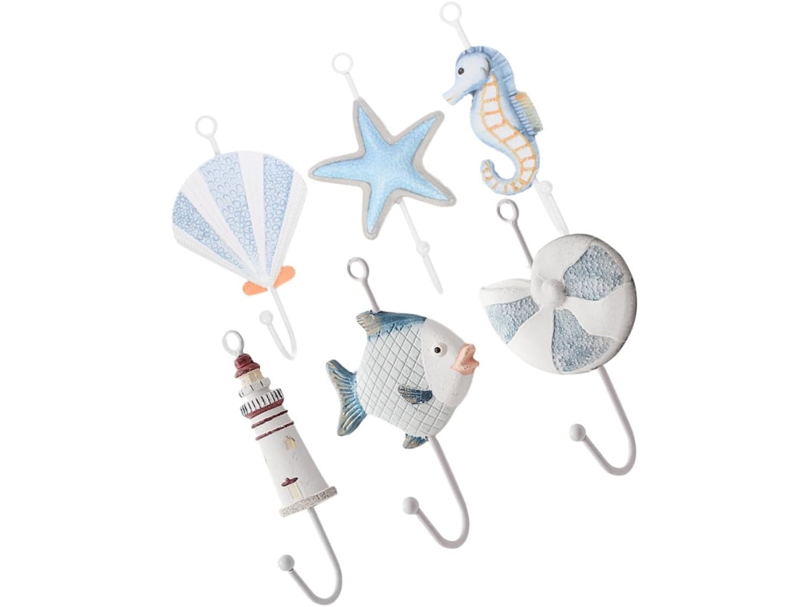 Cabideiros De Parede Mediterrâneos, Ganchos Reutilizáveis Com