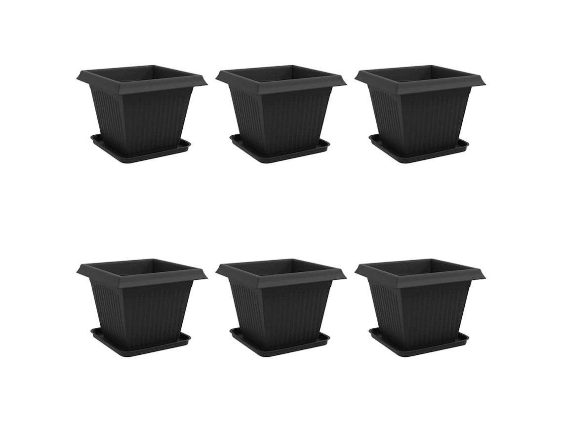 Conjunto 6 Vasos De Plantas Modernos Vidaxl Preto Plástico (38 X 38 X 30 Cm)