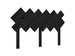 Cabeceira de Cama 132x3x81 Cm Pinho Maciço Preto MAISON EXCLUSIVE