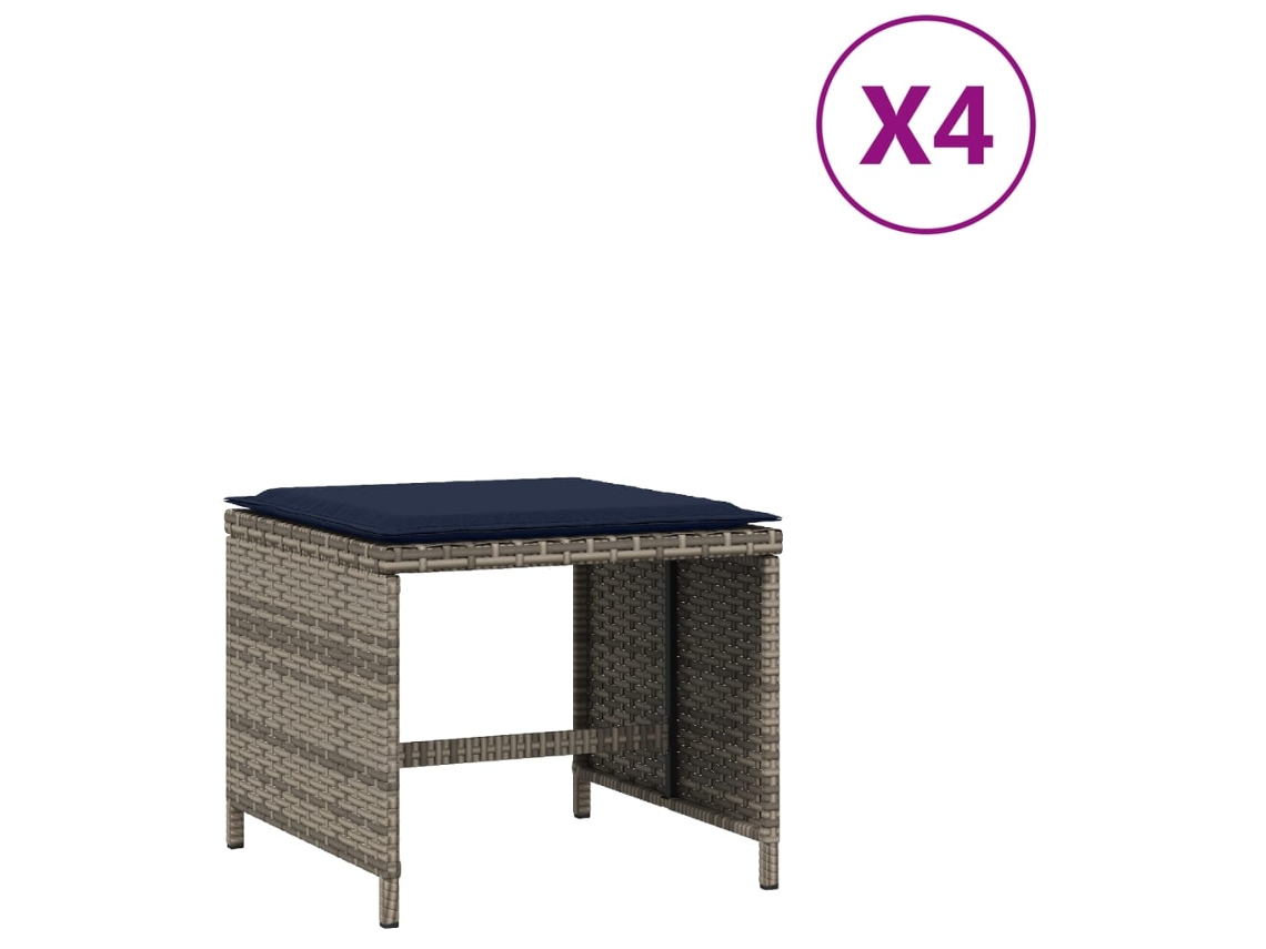 Conjunto 4 Banco de jardim VIDAXL Cinzeto Rattan / Vime