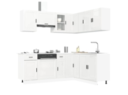 Vidaxl 11 Peças Armário De Cozinha Conjunto Porto Brilho Branco
