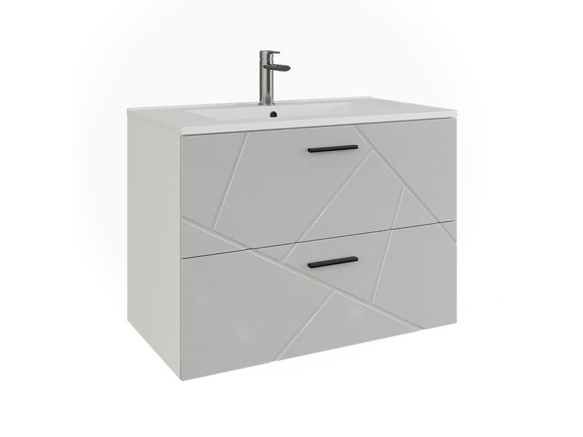 Conjunto De Móveis Para Banheiro Irma, 2 Peças, Branco/branco Brilhante, Vicco