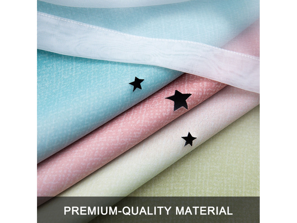 2pcs Cortinas Estrela Opacas Duas Camadas Quarto Infantil