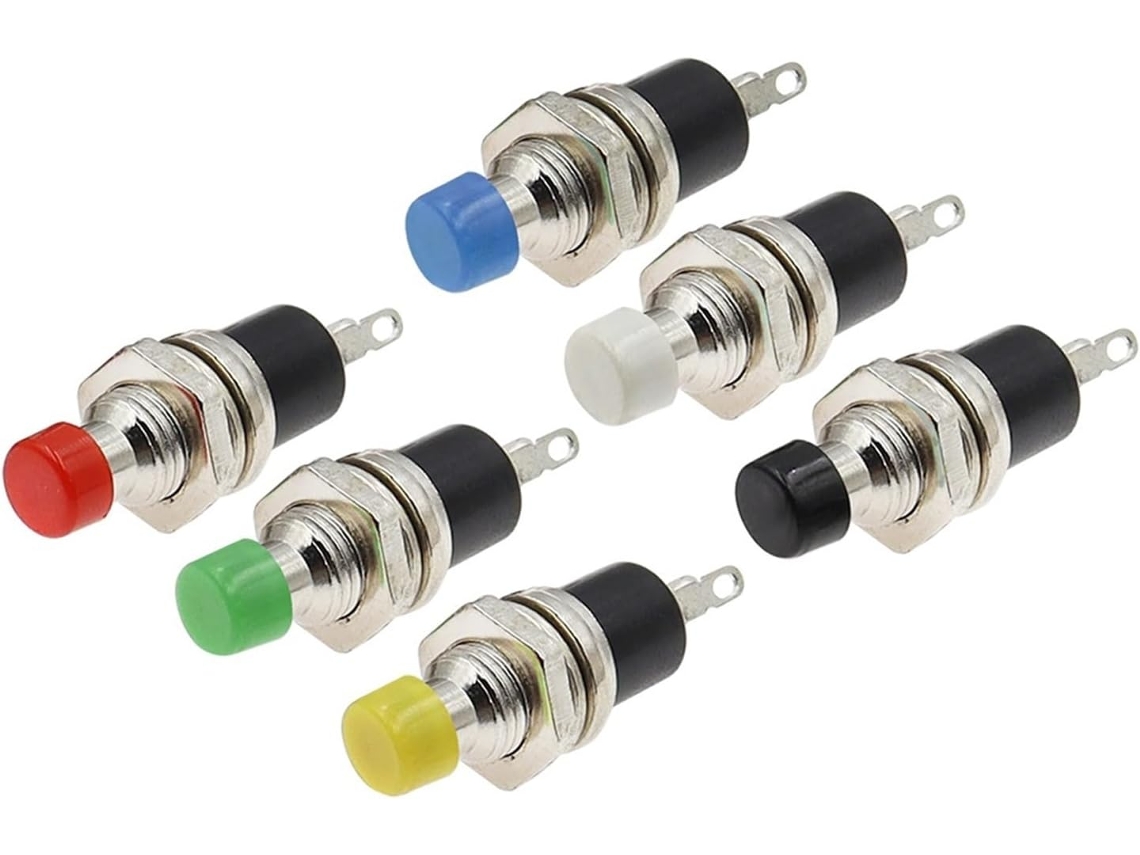 6 Botões De Pressão Momentâneos Pbs 110 Azuis 7mm Com Rearme Automático Pressione O Botão