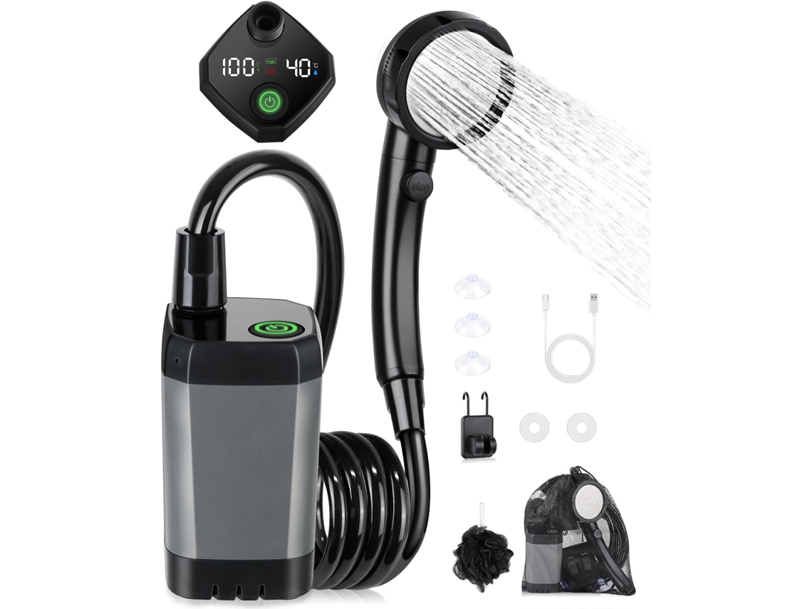Kit De Chuveiro Para Acampamento, Portátil, Bomba Elétrica Recarregável, À Prova Dágua, Com Visor Inteligente E 4 Modos Uso Externo, Slowmoose