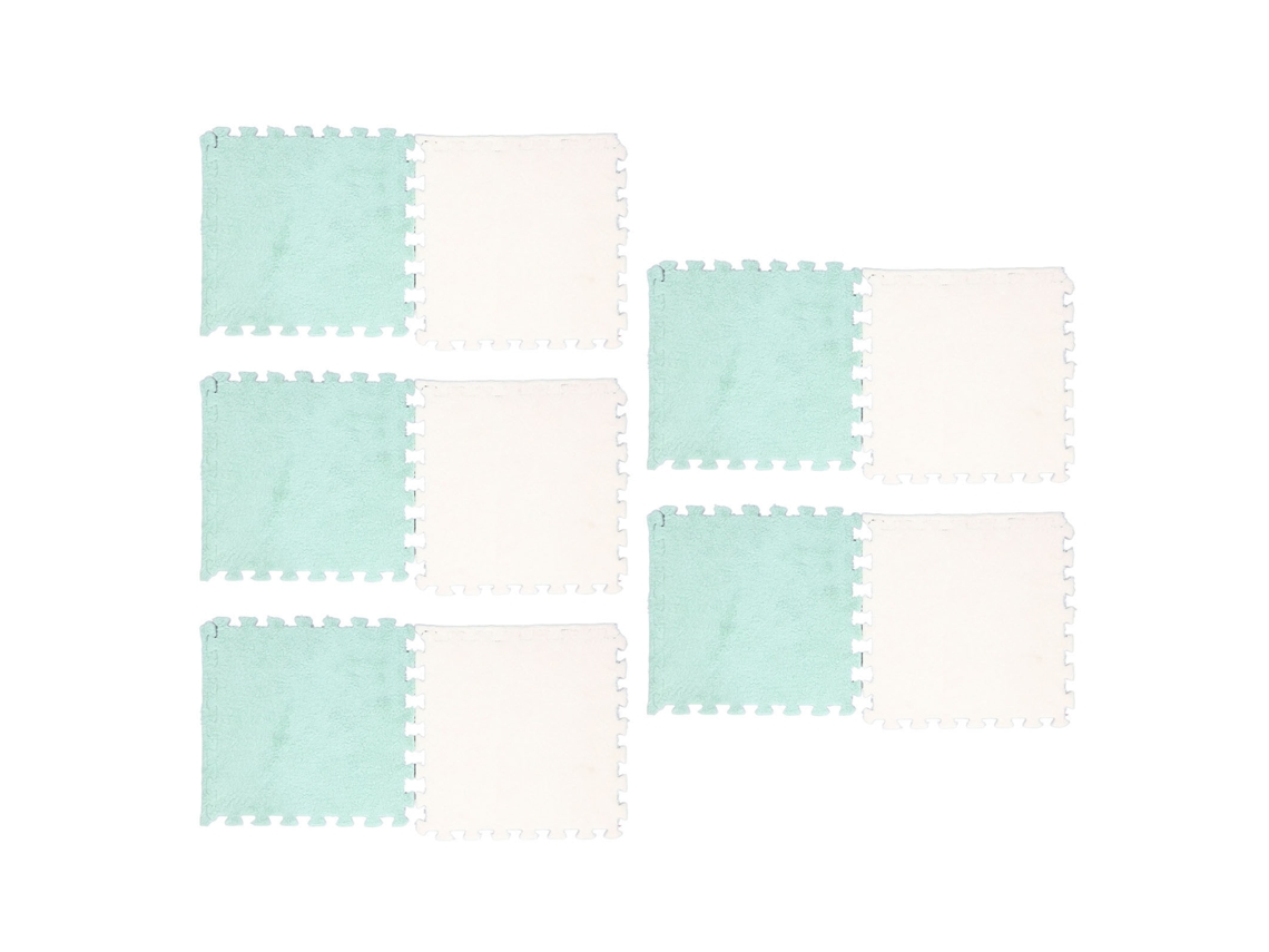 Mali 10pcs Tapete de Chão de Espuma Macia Engate Antiaderente Cortável Tiles Carpete Verde Menta Branco