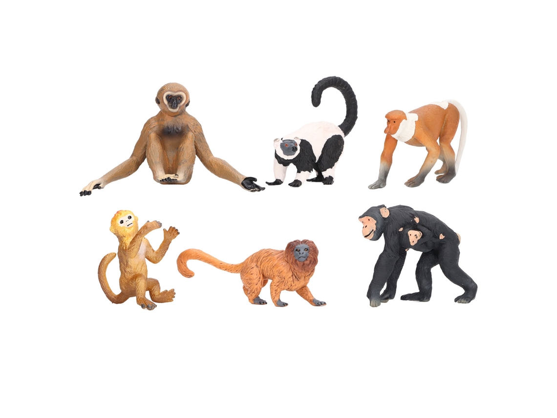 Mali conjunto de 6 Modelos de Macacos Simulados Educativos Brinquedo Plástico Seguro para Crianças