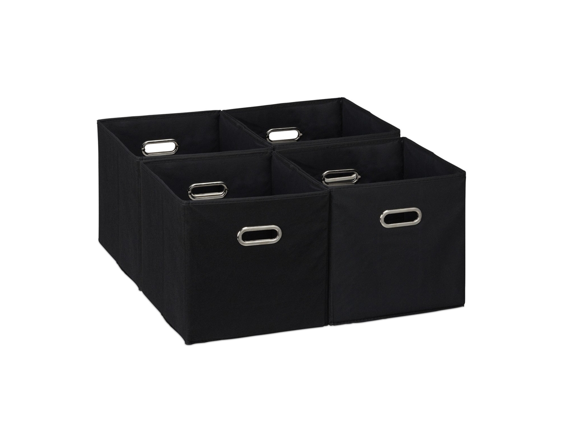 Conjunto De 4 Cestos De Armazenamento Dobráveis Em Tído