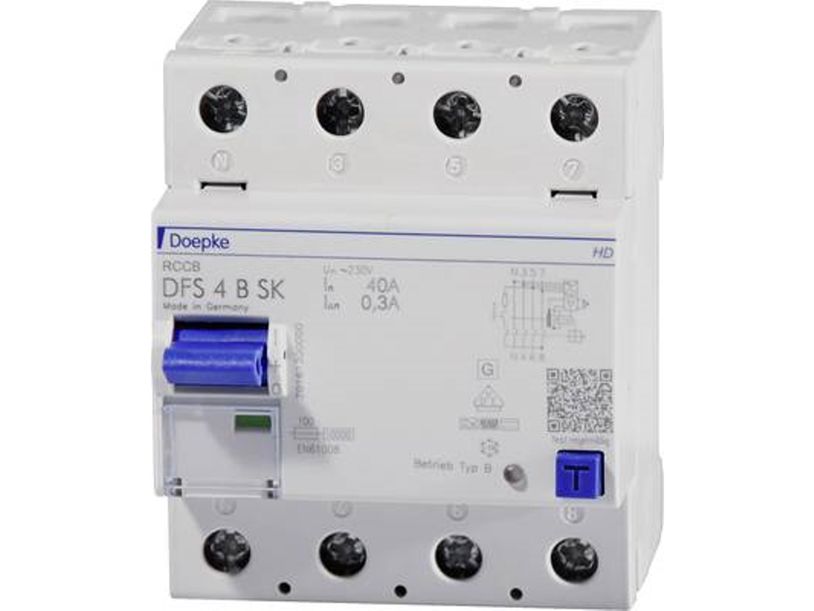 09136998hd Disjuntor de corrente residual 4 polos 40 A 0,3 A 230 V, 400 V Doepke (09136998hd)