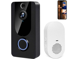 Campainha com câmera de vídeo Bestvite, HD 1080p, Wi-Fi, detecção de movimento, áudio bidirecional, ângulo amplo de 166°, visão noturna, à prova d'água IP65, preta