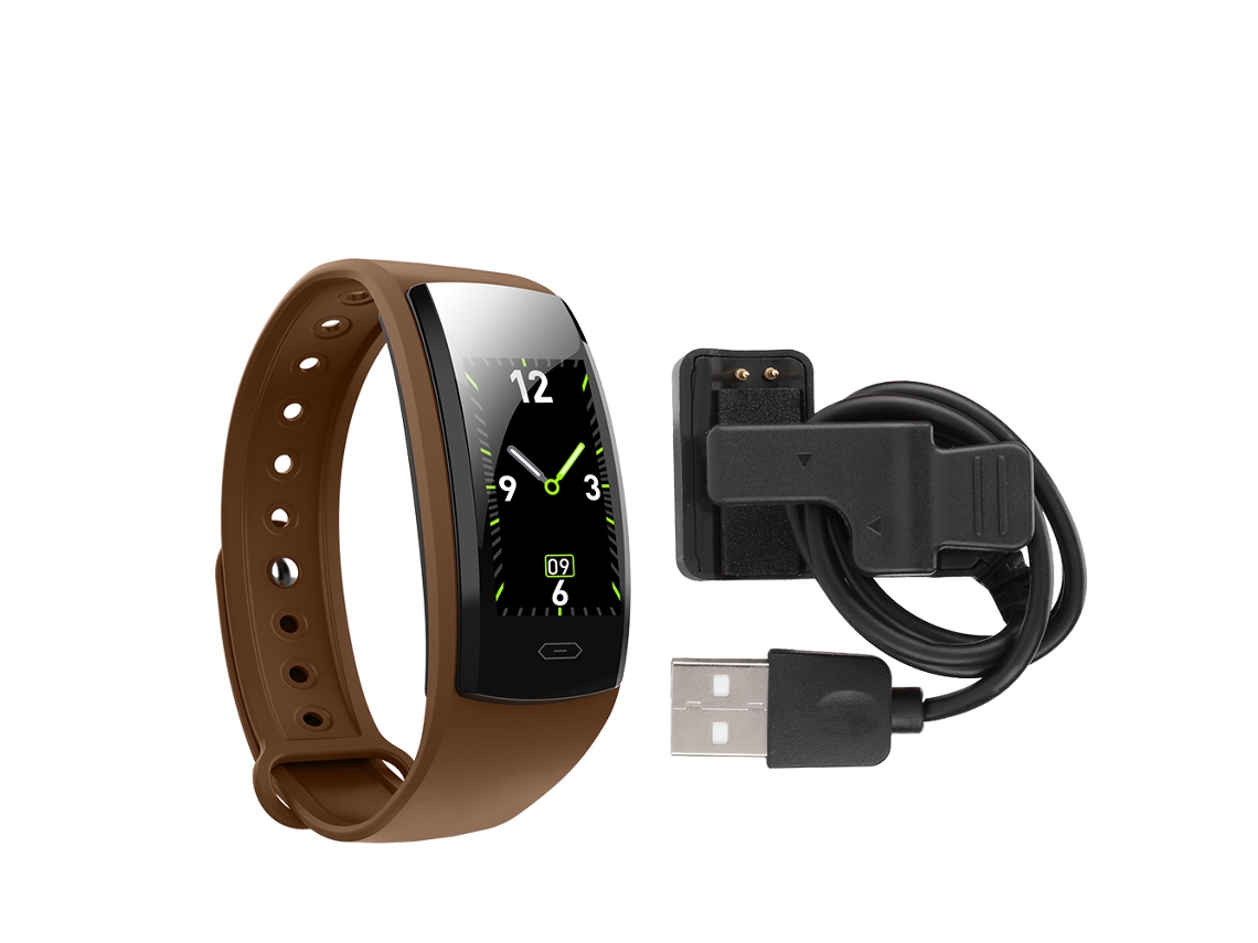 Aetheria relógio Inteligente Qs90 Plus Pulseira Monitor Cardíaco Pressão Arterial Tela Tft Marrom