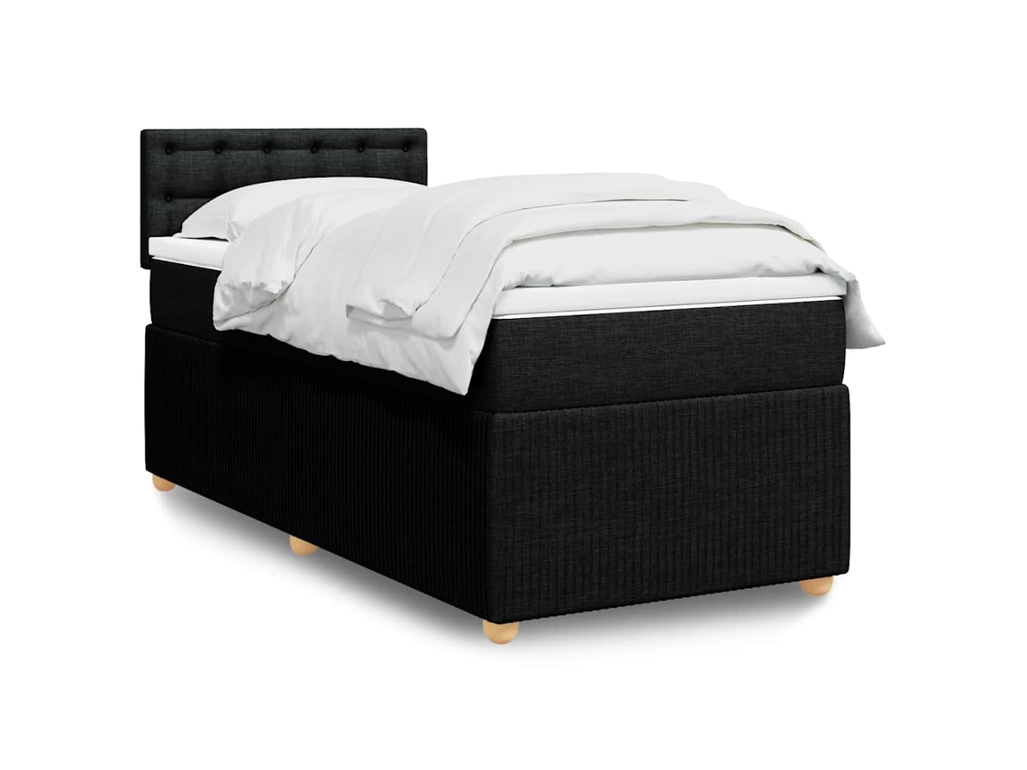 Vidaxl Cama Com Molas/colchão 90x190 Cm Tecido Preto