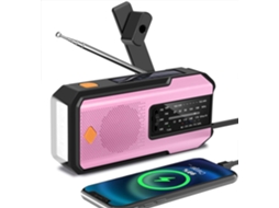 Rádio de Emergência AQUAFORGE com manivela e 3 lanternas de led, ideal para acampamentos internos e externos, rosa