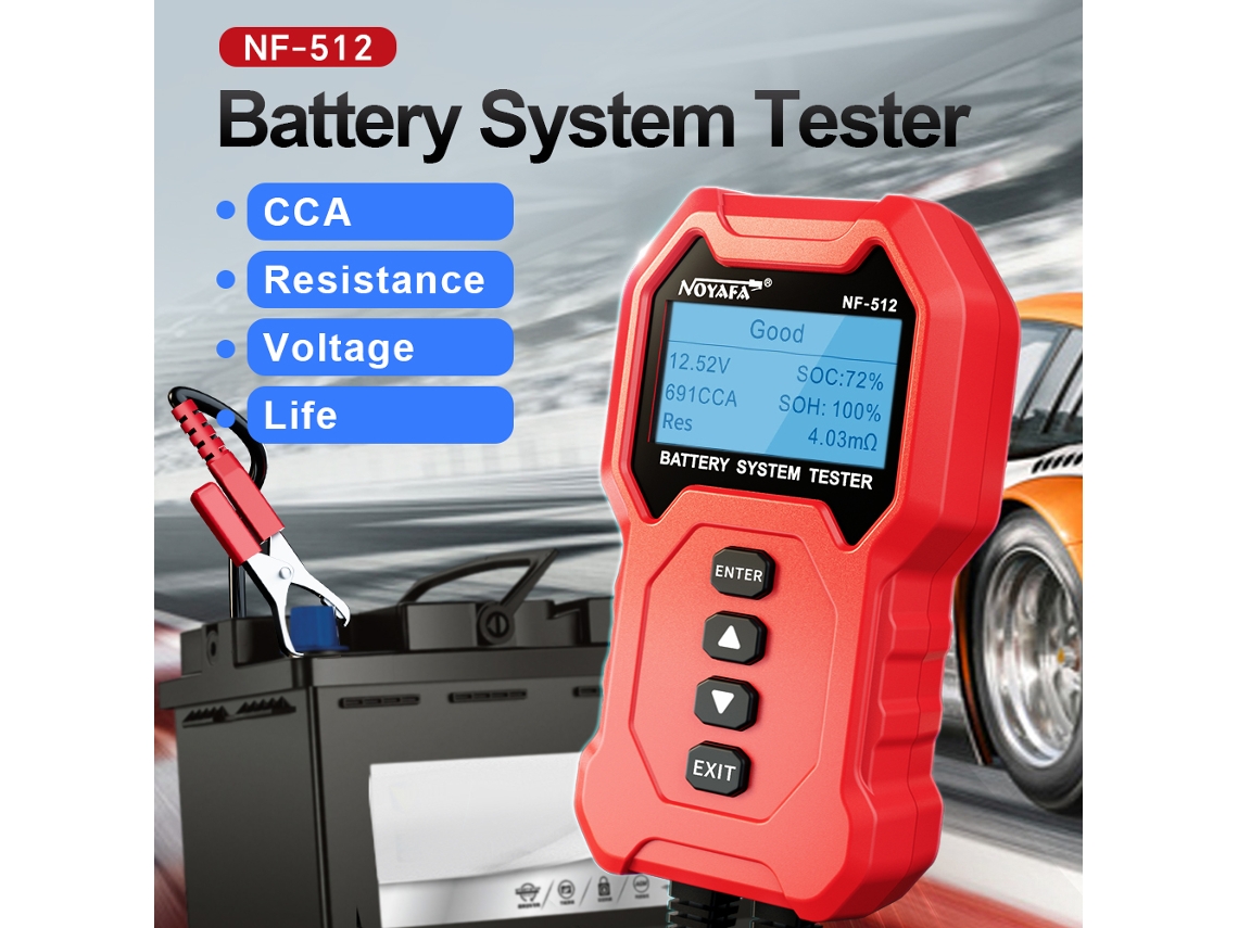 Yuru tester de Bateria Automotiva Noyafa Nf 512 12v 24v Analisador de Carga Ferramenta de Diagnóstico para Carros Caminhões Motos
