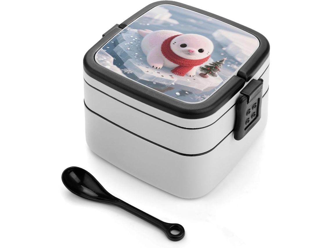 Lancheira Bento De Natal Empilhável Com Tampas, Lancheira Térmica Para Adultos, À Prova De Vazamentos, 2-compartimentos