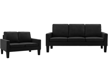 Conjunto de Sofás  3056675 Couro Artificial Preto (Lugares:2)