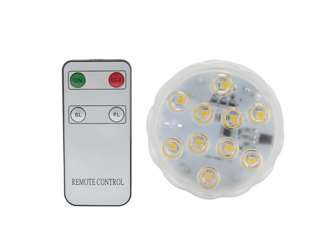 Lâmpada Subaquática Led 4.5V branco quente, impermeável IP68 com controle remoto para aquário, piscina e lagoa | S/MARCA