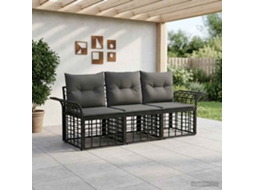 Vidaxl Conjunto De Sofás Para Exterior 3 Unid. Preto E Cinza Escuro