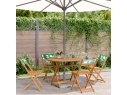 Vidaxl 5pcs Conj. Jantar P/ Jardim Tecido/madeira Maciça Padrão Folhas