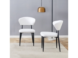 Cadeira Jantar Ergonômica Minimalista Branca Encosto Curvo 2 Peças
