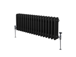 Radiador Horizontal Tradicional De 3 Colunas Em Preto, Aço Carbono 1.5mm, Potência 2501 Btu, Dimensões 300x832 Mm,