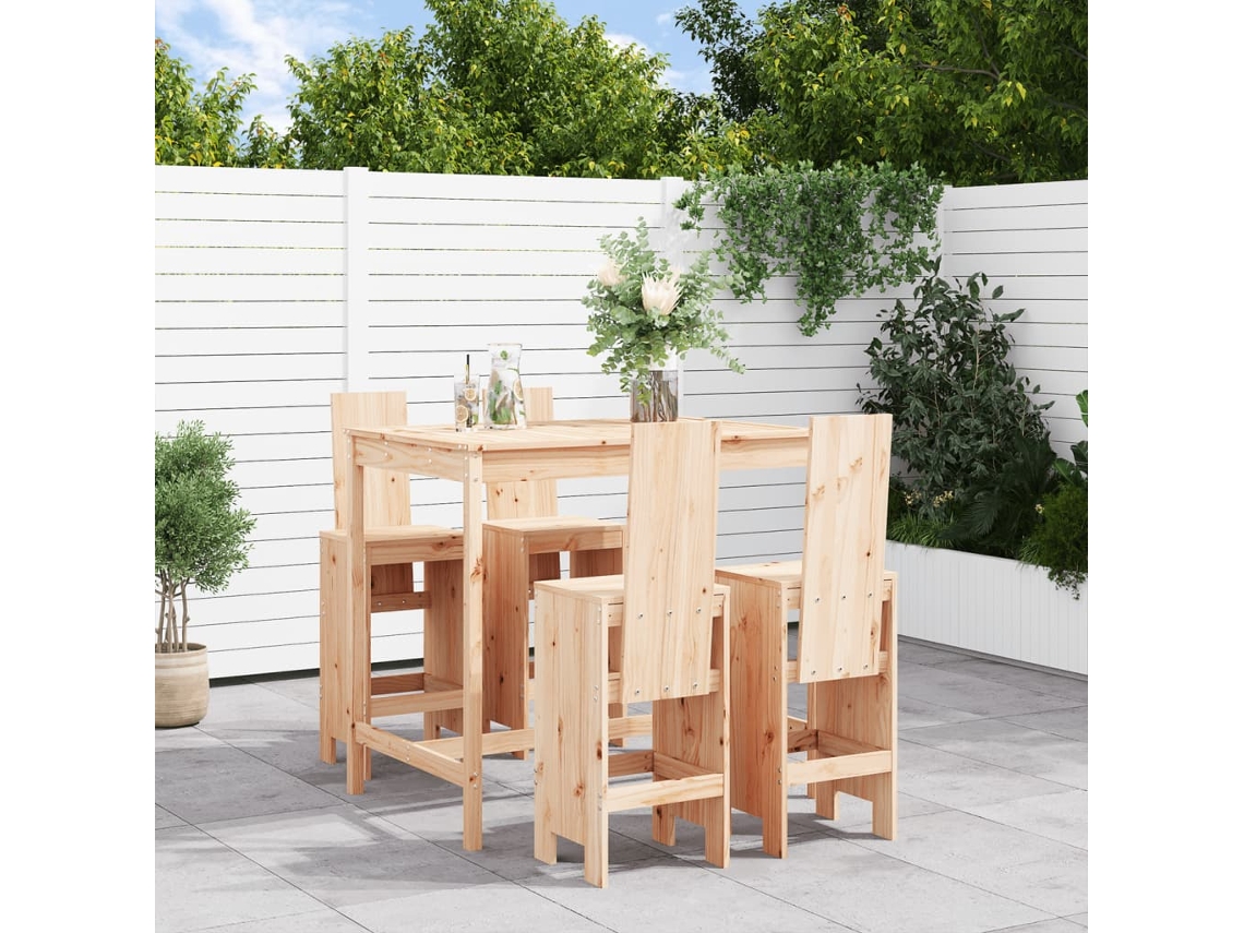 Pcs Conjunto De Bar Para Jardim Pinho Maciço Dkd Home Decor