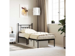 Vidaxl Estrutura De Cama Metal S/ Colchão C/ Cabeceira 75x190 Cm Preto