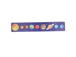 Primerox modelo de Sistema Solar em Madeira Brinquedo Educativo Puzzle com Placa Longa Fundo Azul para Crianças
