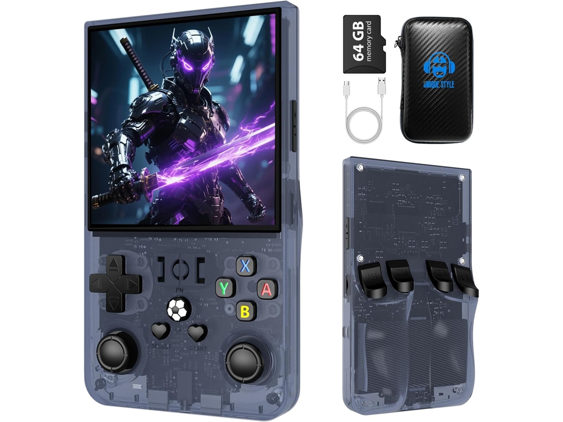 Console de Jogos Portátil Retrô VONKELIOS com Tela 4 Polegadas, 64 Gb, Sistema Linux